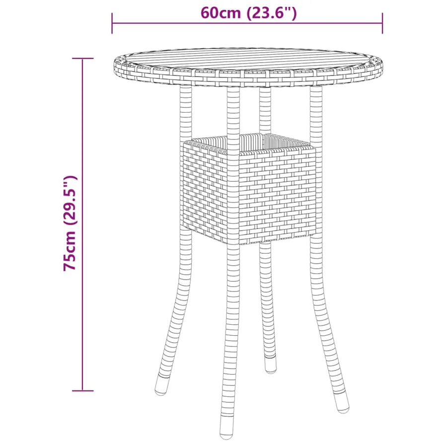 Ensemble à manger de jardin 3 pcs Résine tressée Noir - 7