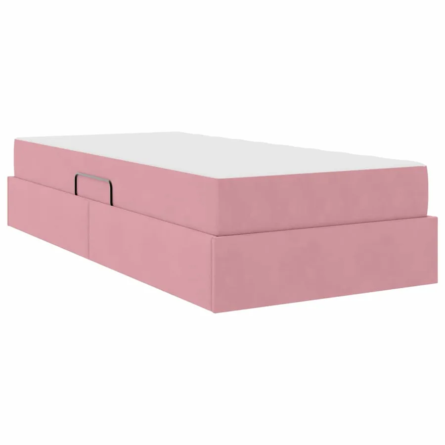 Lit avec rangement et matelas Rose 90 x 200 cm Velours - 8