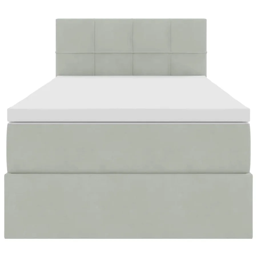 Lit de Rangement avec matelas Gris clair 90 x 190 cm Velours - 7