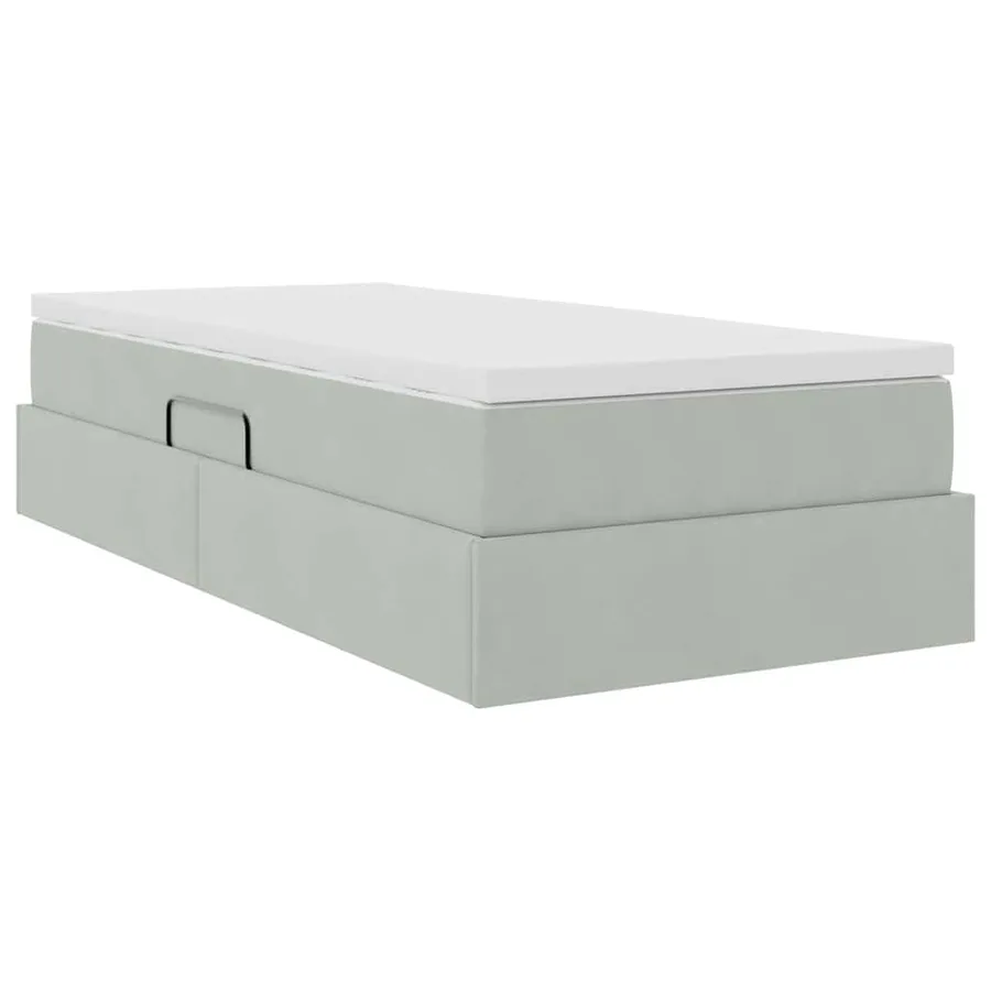 Lit avec rangement et matelas Gris clair 90 x 190 cm Velours - 8