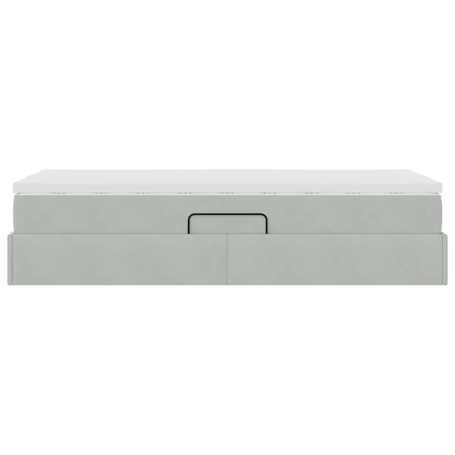 Lit avec rangement et matelas Gris clair 90 x 190 cm Velours - 9