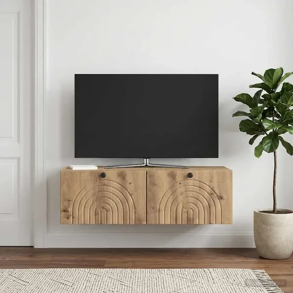 Meuble TV mural 99 x 41 x 30 cm Chêne artisanal