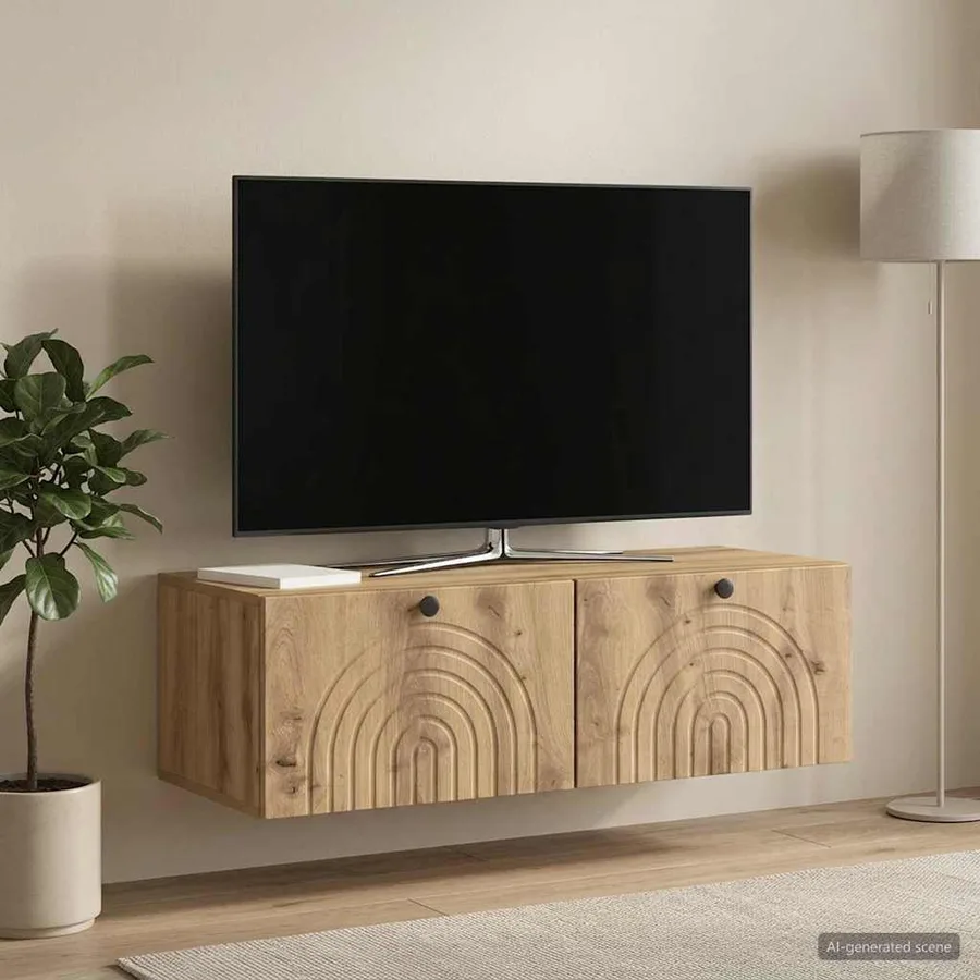 Meuble TV mural 99 x 41 x 30 cm Chêne artisanal - 4