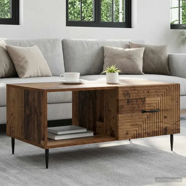 Table basse Bois ancien 90 x 50 x 40 cm Bois d'ingénierie