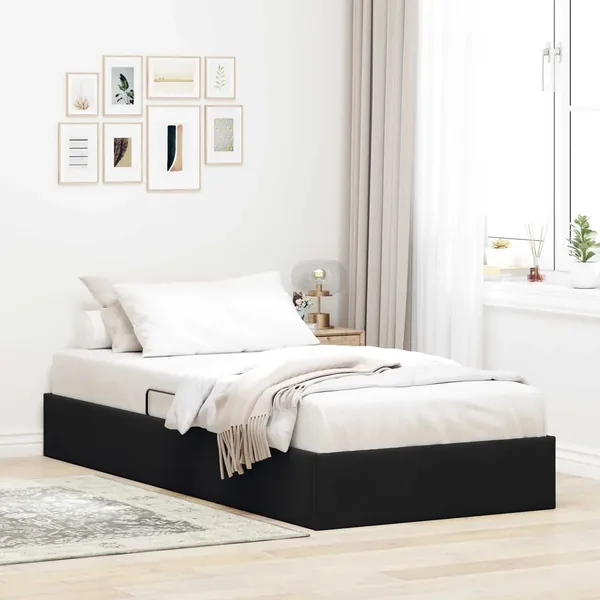 Cadre de lit ottoman avec stockage Noir 90 x 200 cm Velours