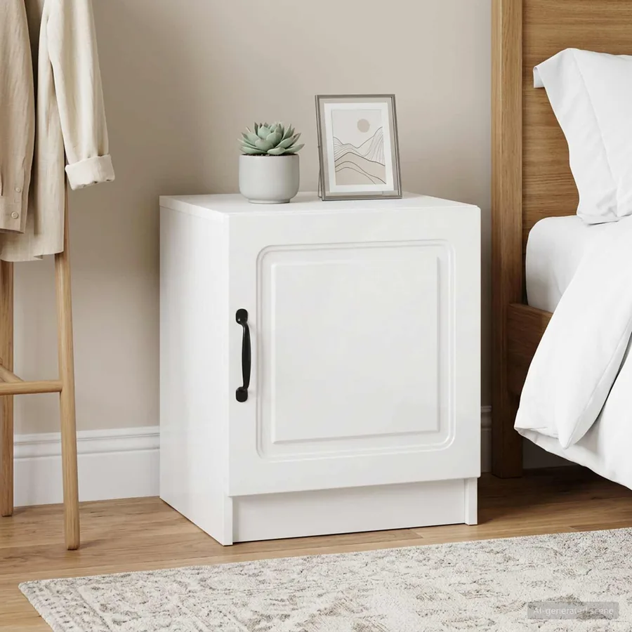 Cabinet de chevet 2 pcs Blanc brillant 43 x 34,5 x 47 cm