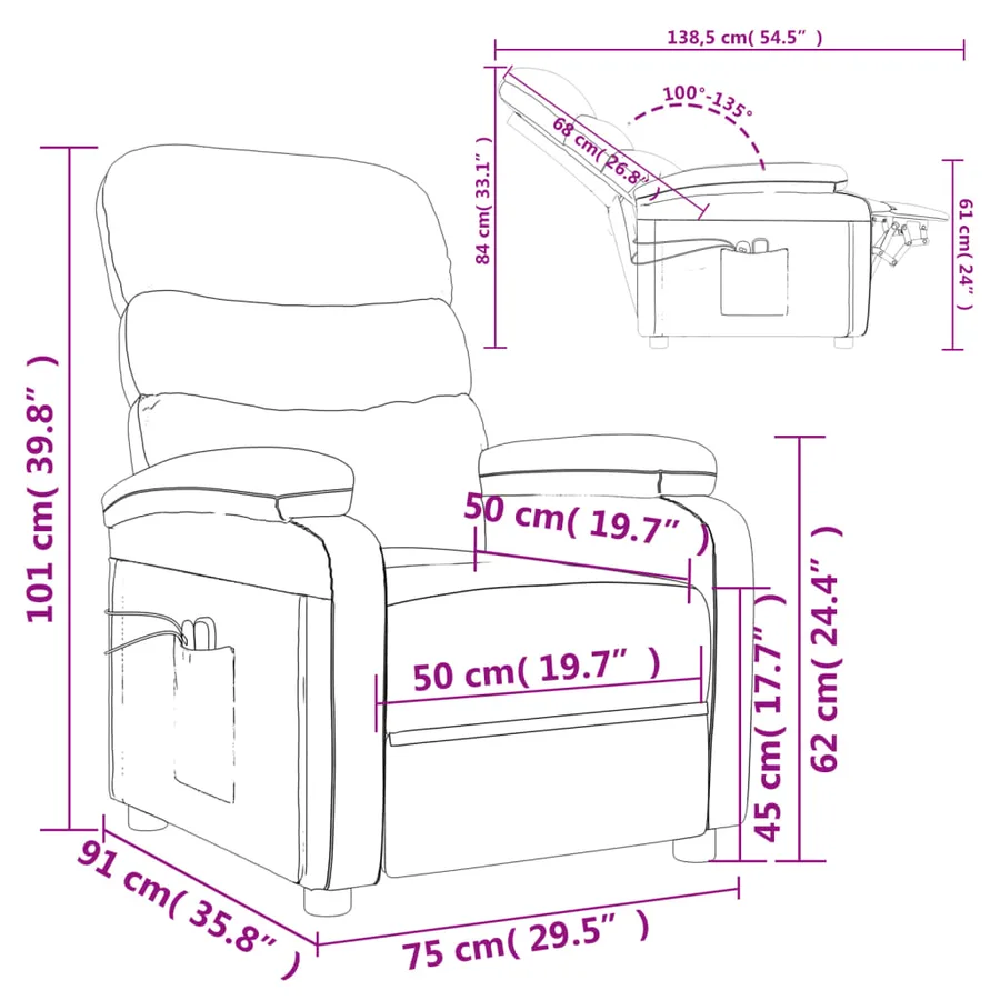 Fauteuil électrique de massage Crème Tissu - 14