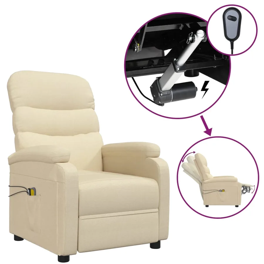 Fauteuil électrique de massage Crème Tissu - 2