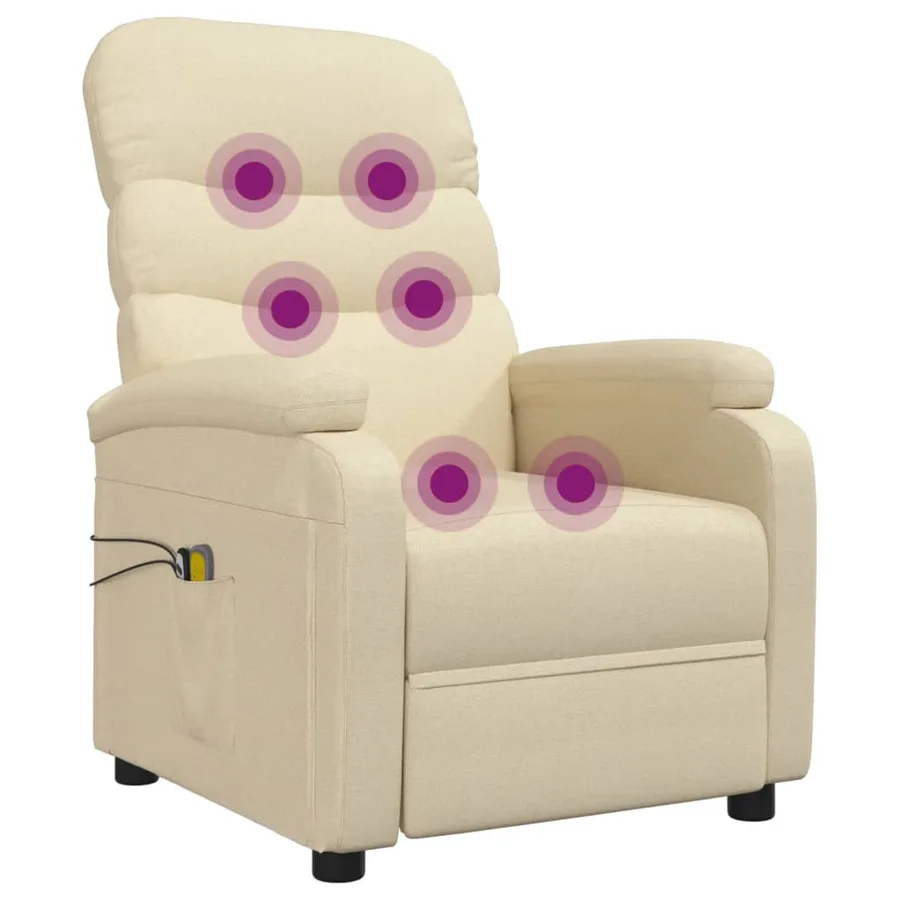 Fauteuil électrique de massage Crème Tissu - 8