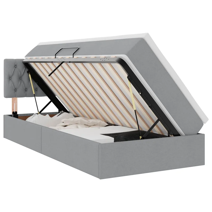 Lit avec rangement et matelas Gris clair 90 x 200 cm - 2