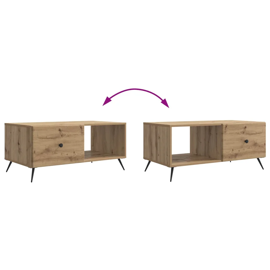 Table basse Chêne artisanal 90 x 50 x 40 cm Bois d'ingénierie - 10