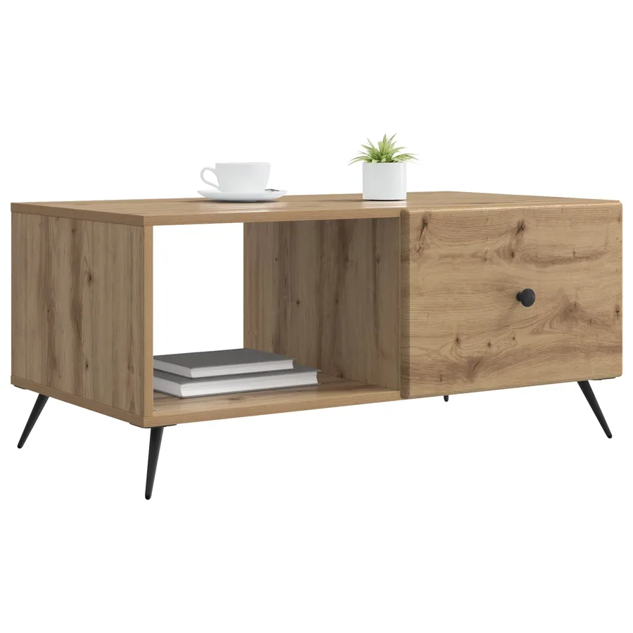 Table basse Chêne artisanal 90 x 50 x 40 cm Bois d'ingénierie - 3