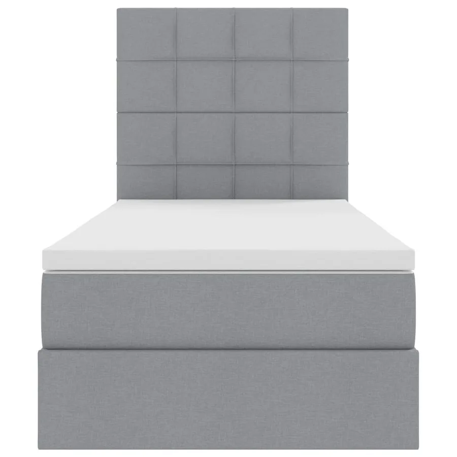 Lit avec rangement et matelas Gris clair 90 x 200 cm tissu - 7