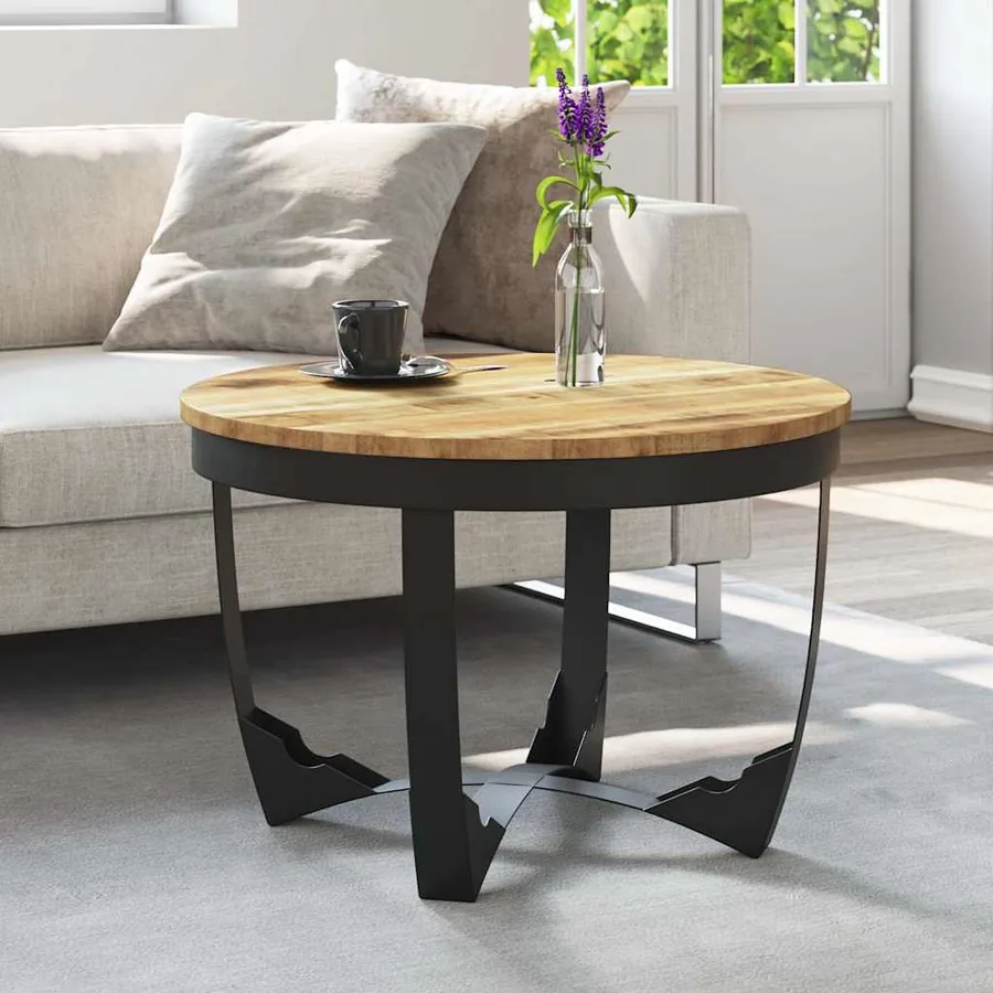 Table basse bois de manguier brut 60x40 cm
