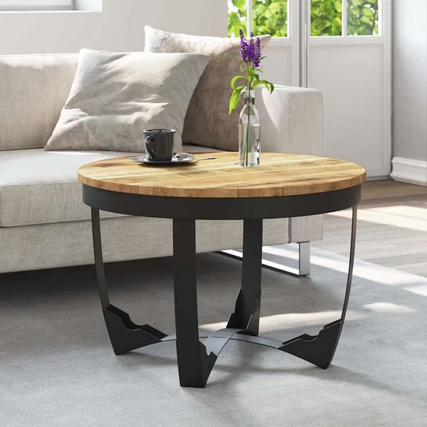 Table basse bois de manguier brut 60x40 cm