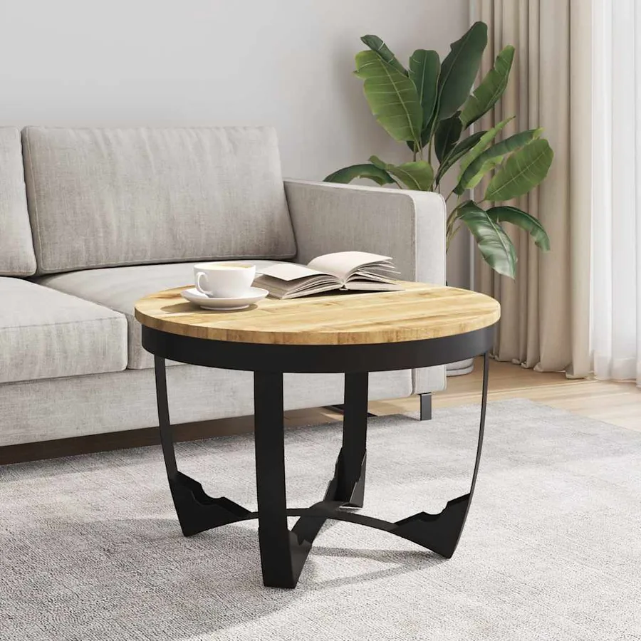 Table basse bois de manguier brut 60x40 cm - 3