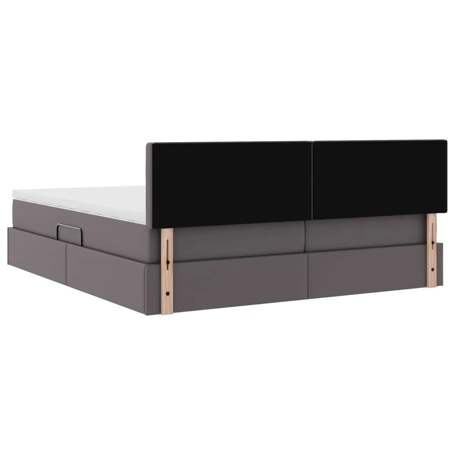 Lit avec rangement et LED Gris 180 x 200 cm Cuir synthétique - 13