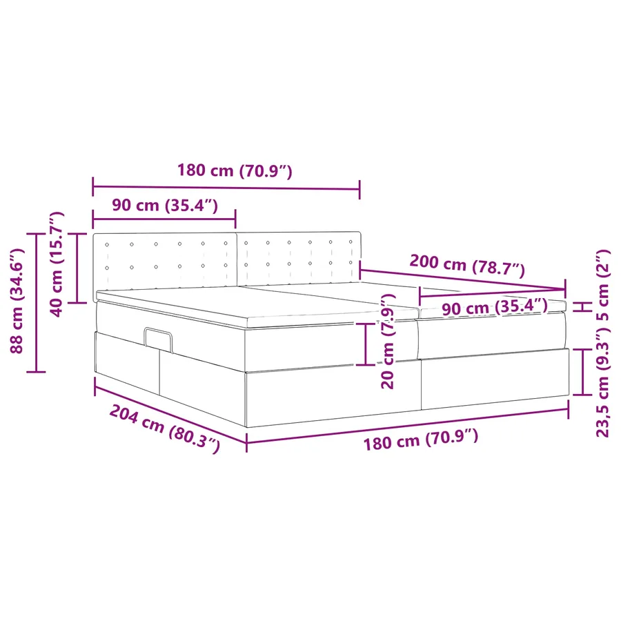 Lit avec rangement et LED Gris 180 x 200 cm Cuir synthétique - 18