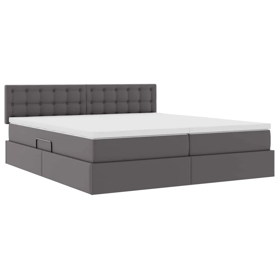 Lit avec rangement et LED Gris 180 x 200 cm Cuir synthétique - 6