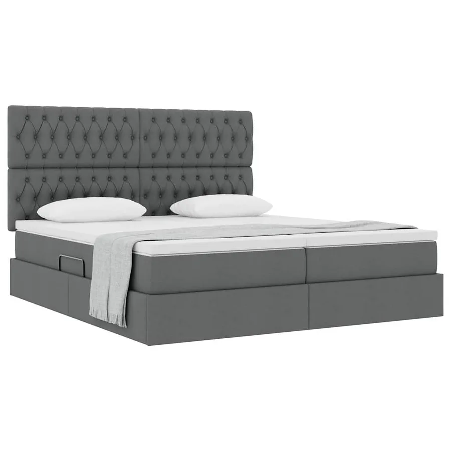 Lit de Rangement avec tête de lit Gris foncé 180 x 200 cm Tissu - 3