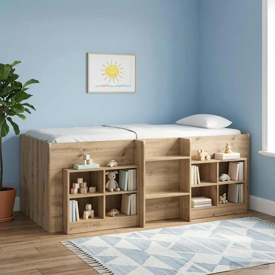 Cadre de Lit Élevé pour Enfants Chêne artisanal 75 x 190 cm
