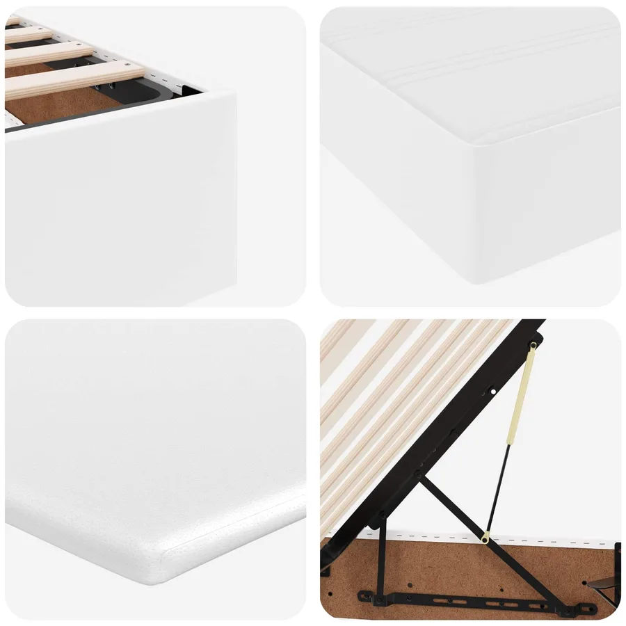Lit avec rangement et matelas avec matelas Blanc 200 x 200 cm - 11