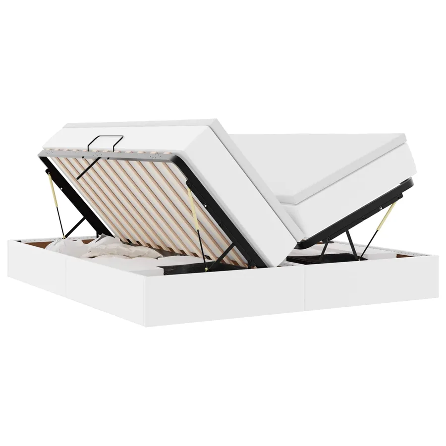 Lit avec rangement et matelas avec matelas Blanc 200 x 200 cm - 2
