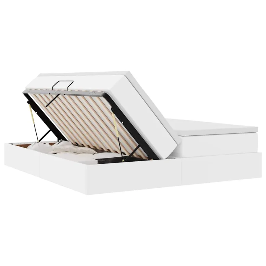Lit avec rangement et matelas avec matelas Blanc 200 x 200 cm - 7