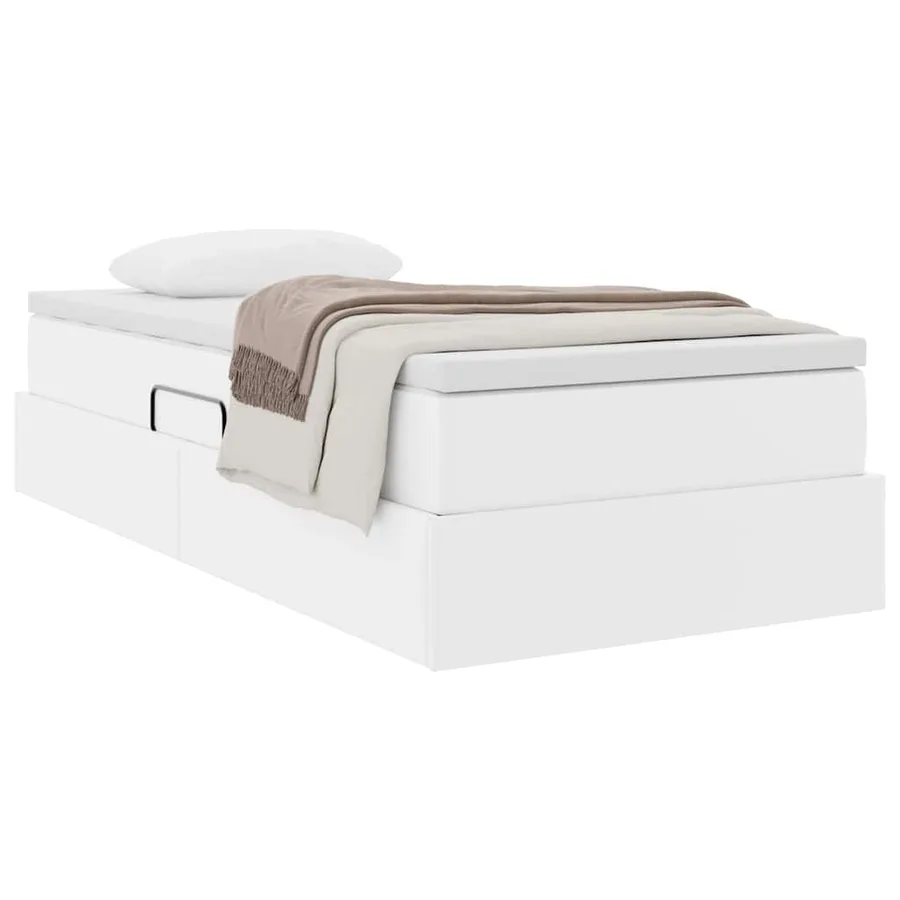 Lit avec rangement et matelas Blanc 100 x 200 cm Simili cuir - 3