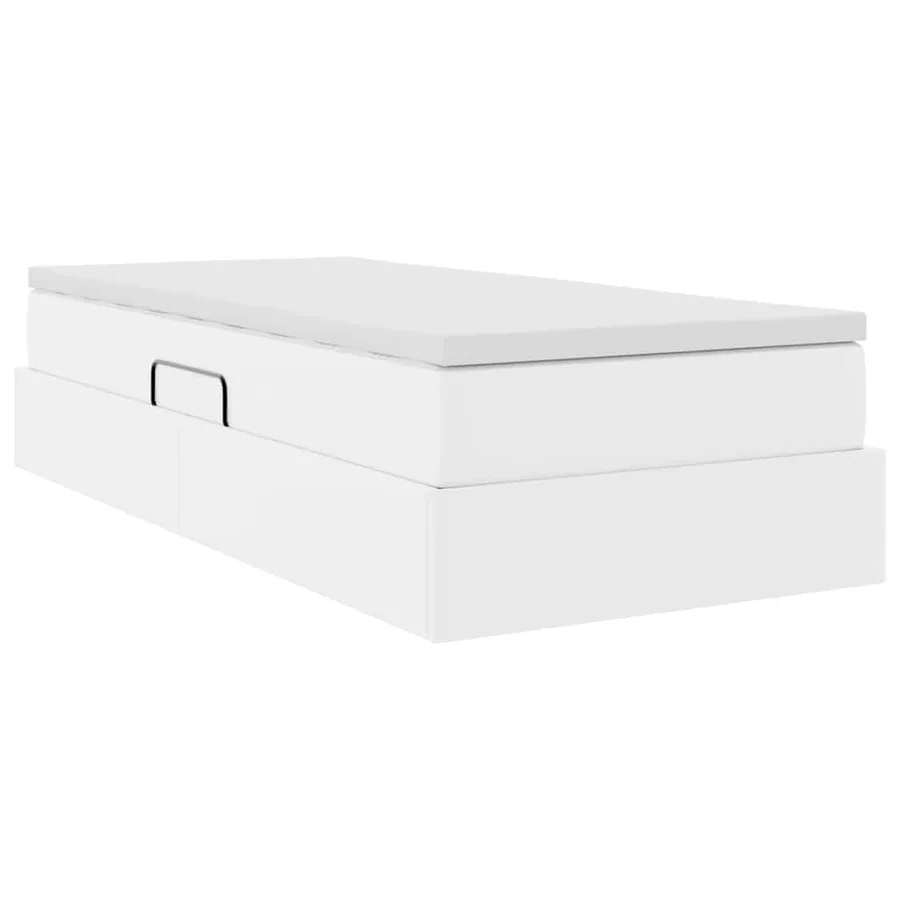 Lit avec rangement et matelas Blanc 100 x 200 cm Simili cuir - 8