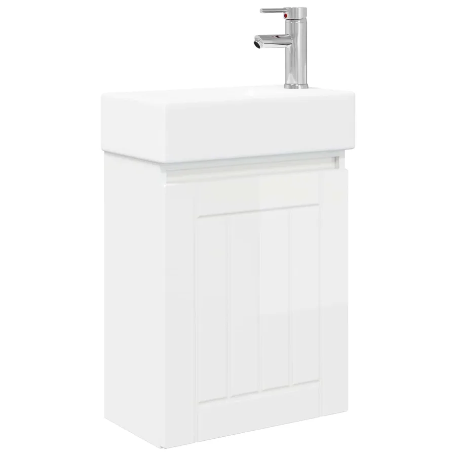 Meuble de salle de bain avec robinet Blanc brillant - 2