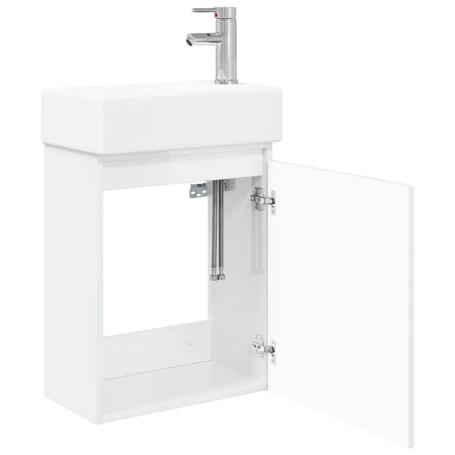 Meuble de salle de bain avec robinet Blanc brillant - 4