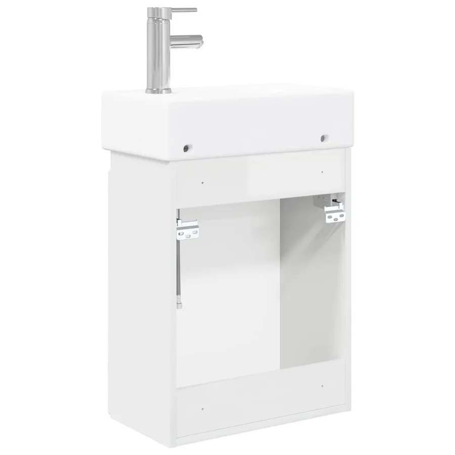 Meuble de salle de bain avec robinet Blanc brillant - 7