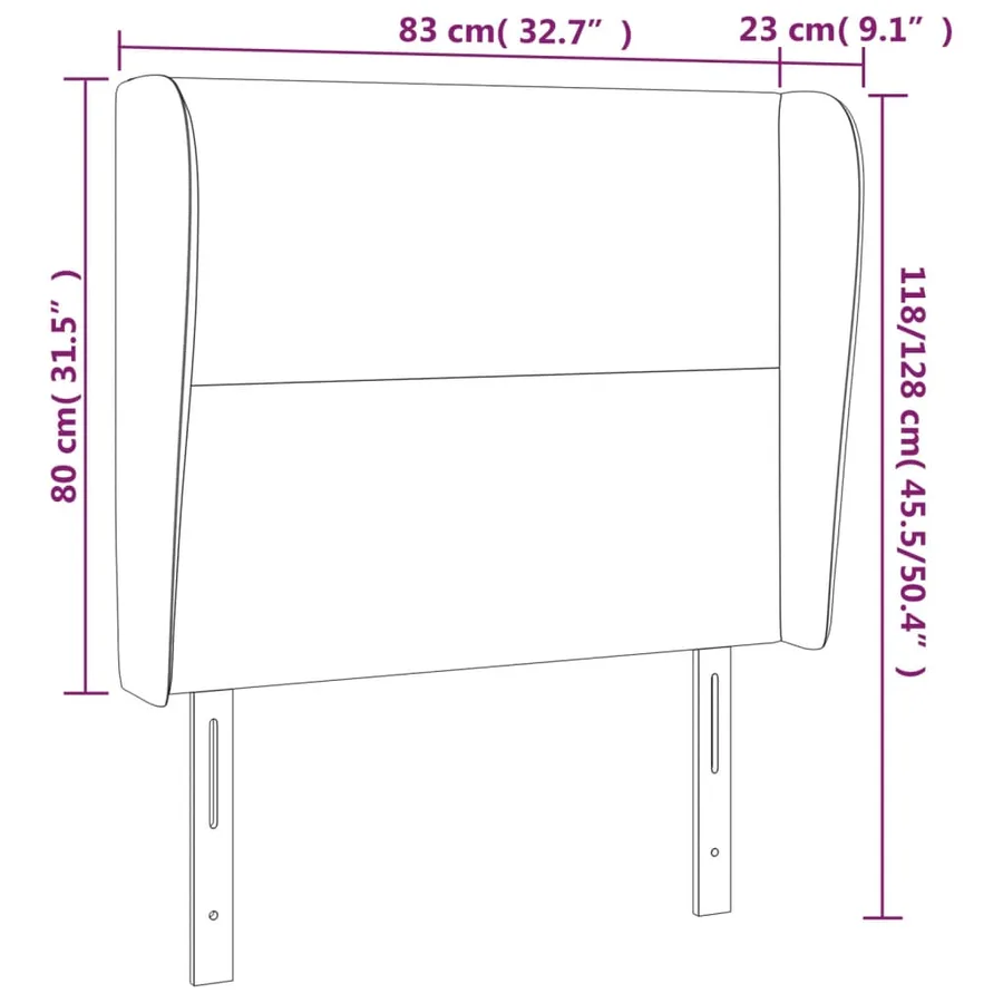 Tête de lit avec oreilles Marron foncé 83x23x118/128 cm Tissu - 9