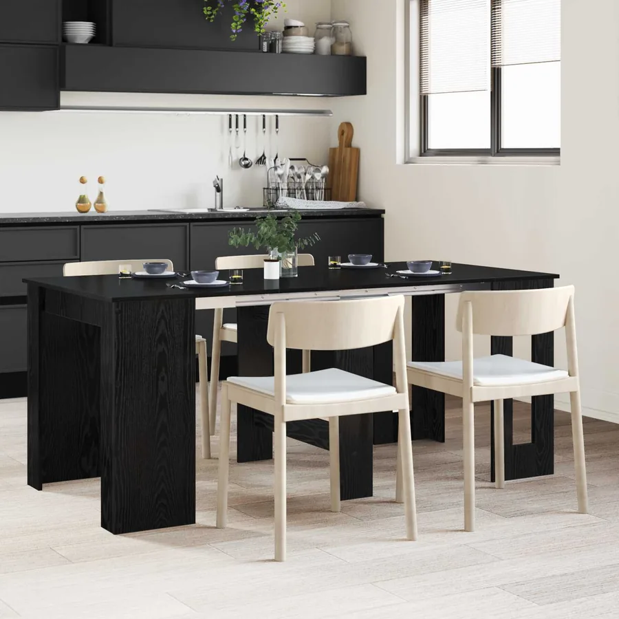 Table à dîner 180 x 85 x 75 cm Bois d'ingénierie Chêne noir