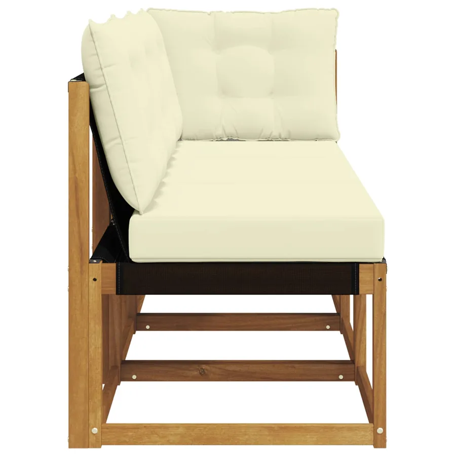 Canapé d’extérieur milieu et coin avec coussin 3 Pièce Naturel - 6