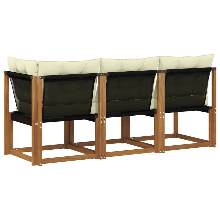 Canapé d’extérieur milieu et coin avec coussin 3 Pièce Naturel - 7