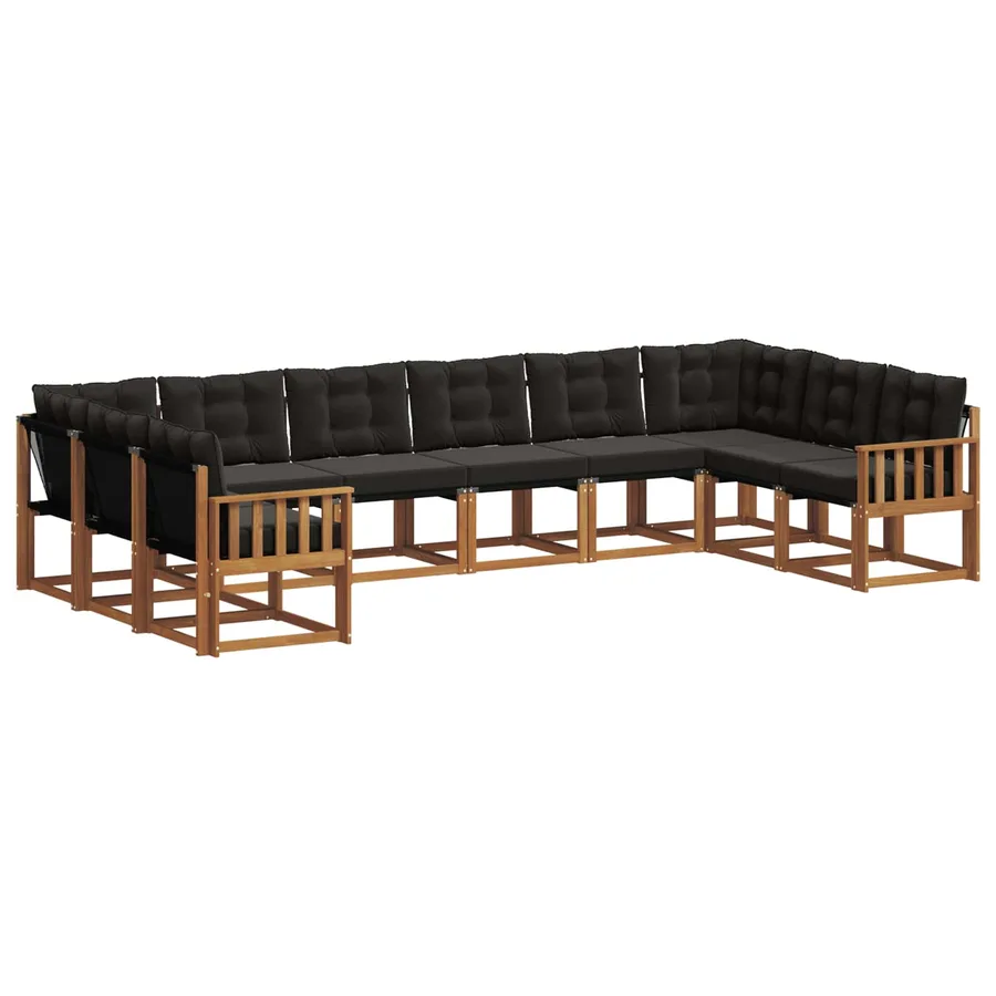 Ensemble de canapés d'extérieur 10 pcs Naturel et Noir - 2