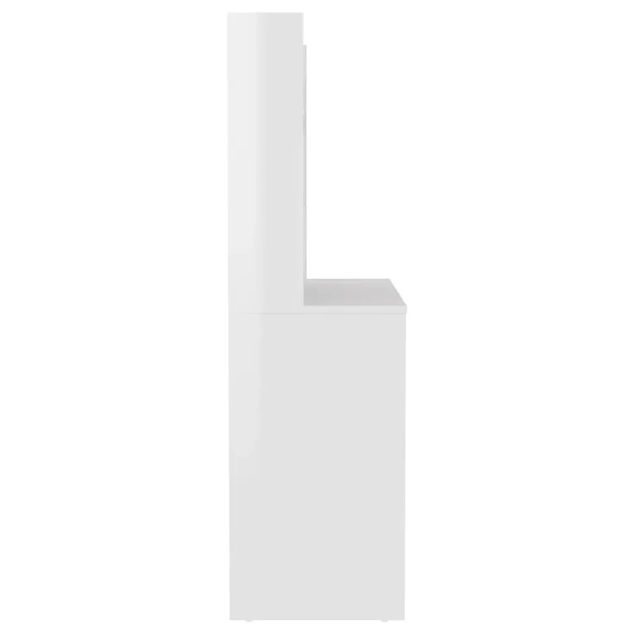 Table de maquillage avec éclairage LED MDF Blanc brillant - 4