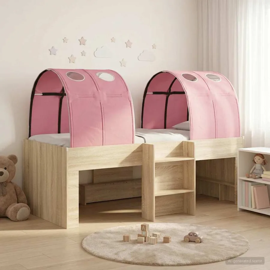 Lit avec Tunnel 4 pcs Sonoma et Rose Bois d'ingénierie