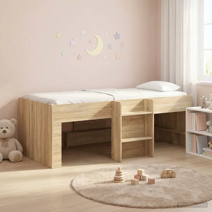 Cadre de Lit Élevé pour Enfants Chêne Sonoma 75 x 190 cm