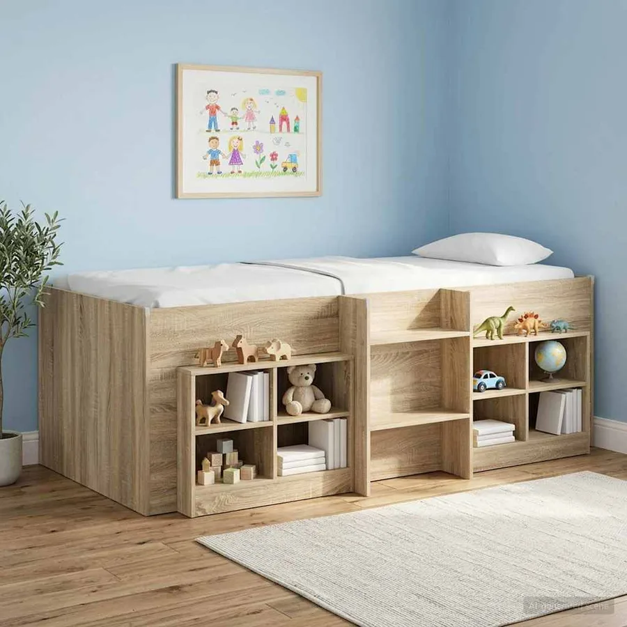 Cadre de Lit Élevé pour Enfants Chêne Sonoma 75 x 190 cm - 3
