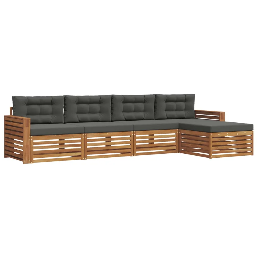 Ensemble de canapés d'extérieur 5 pcs Naturel et Anthracite - 2