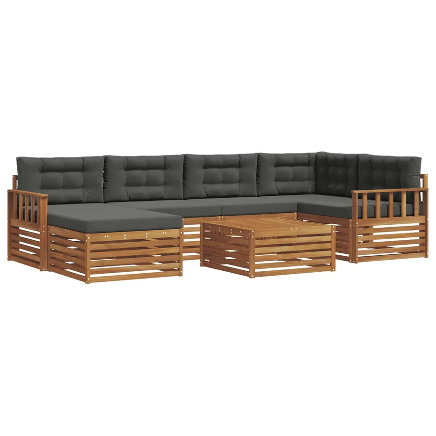 Ensemble de canapés d'extérieur 7 pcs Naturel et Anthracite - 2