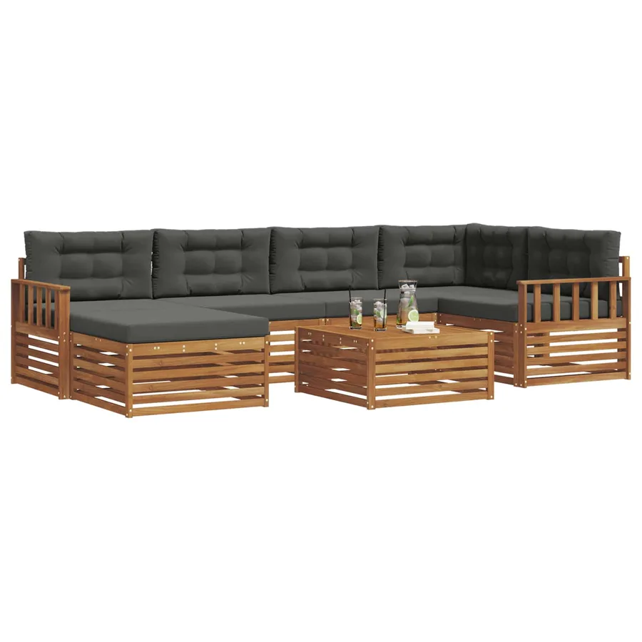 Ensemble de canapés d'extérieur 7 pcs Naturel et Anthracite - 3