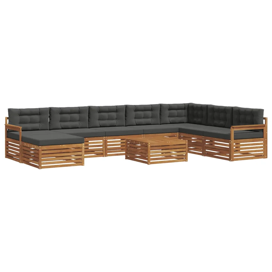 Ensemble de canapés d'extérieur 9 pcs Naturel et Anthracite - 2
