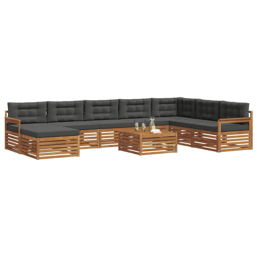 Ensemble de canapés d'extérieur 9 pcs Naturel et Anthracite - 3