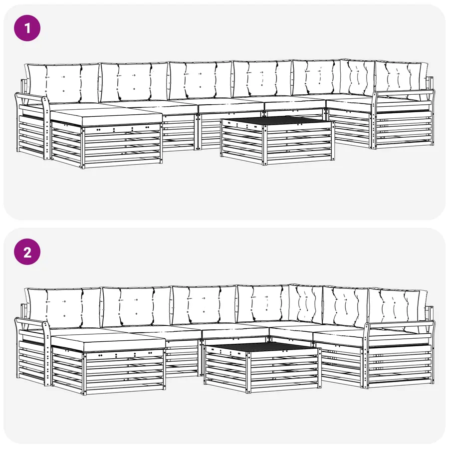 Ensemble de canapés d'extérieur 8 pcs Naturel et Anthracite - 9