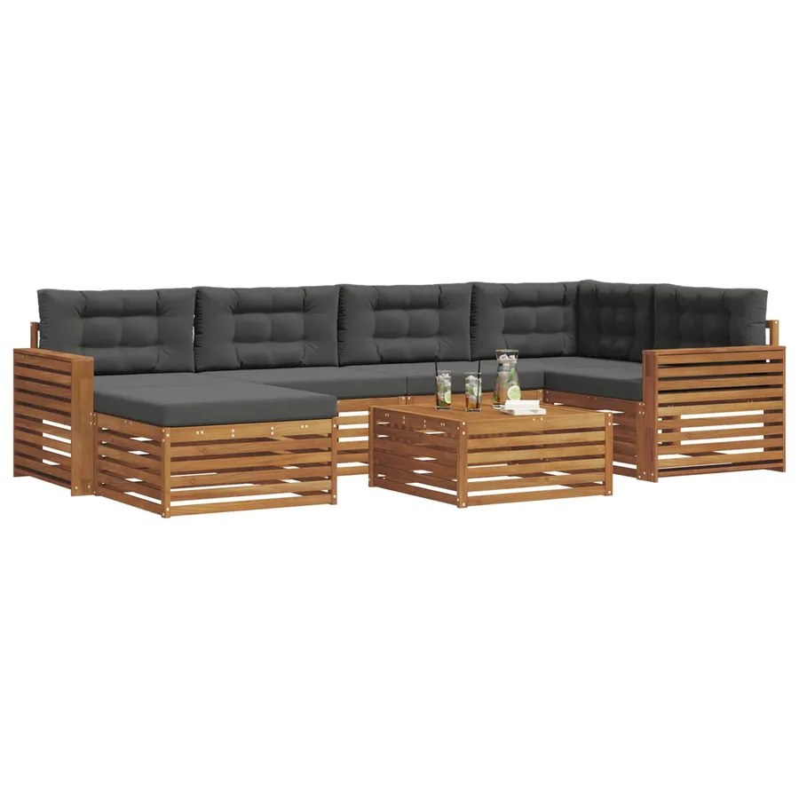 Ensemble de canapés d'extérieur 7 pcs Naturel et Anthracite - 3