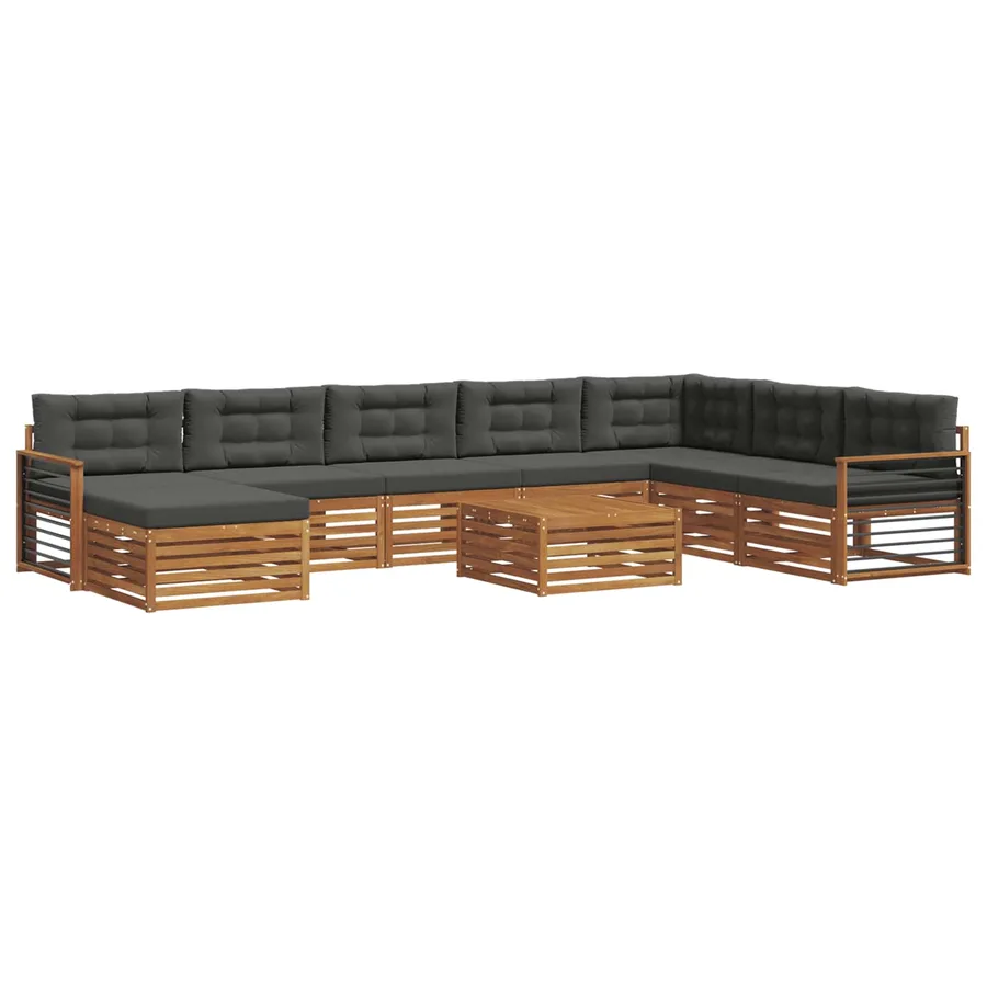 Ensemble de canapés d'extérieur 9 pcs Naturel et Anthracite - 2
